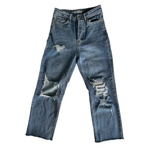 Wild Fable Cropped Distressed Blue Jeans w/ Raw Hem Size 0